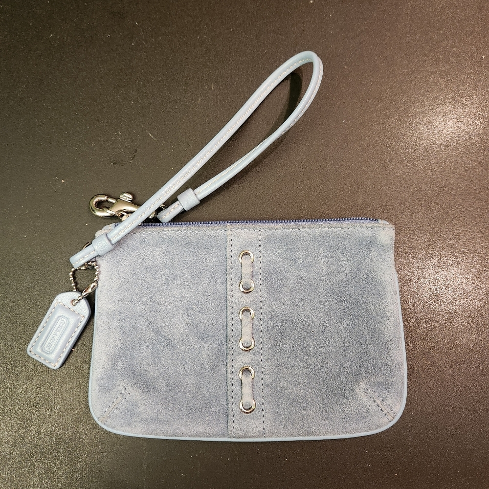 Coach Blue Suede Wristlet